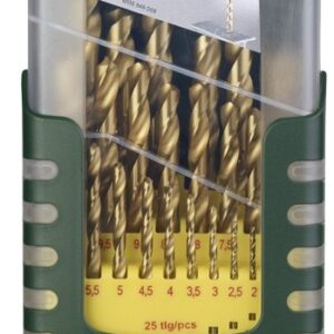 Profesjonalny zestaw Bosch 2607017154 – 25 wierteł HSS‑TiN w rozmiarach 1–13 mm. 40 % szybsze wiercenie, nawet 6× dłuższa trwałość, walizka GripBox.