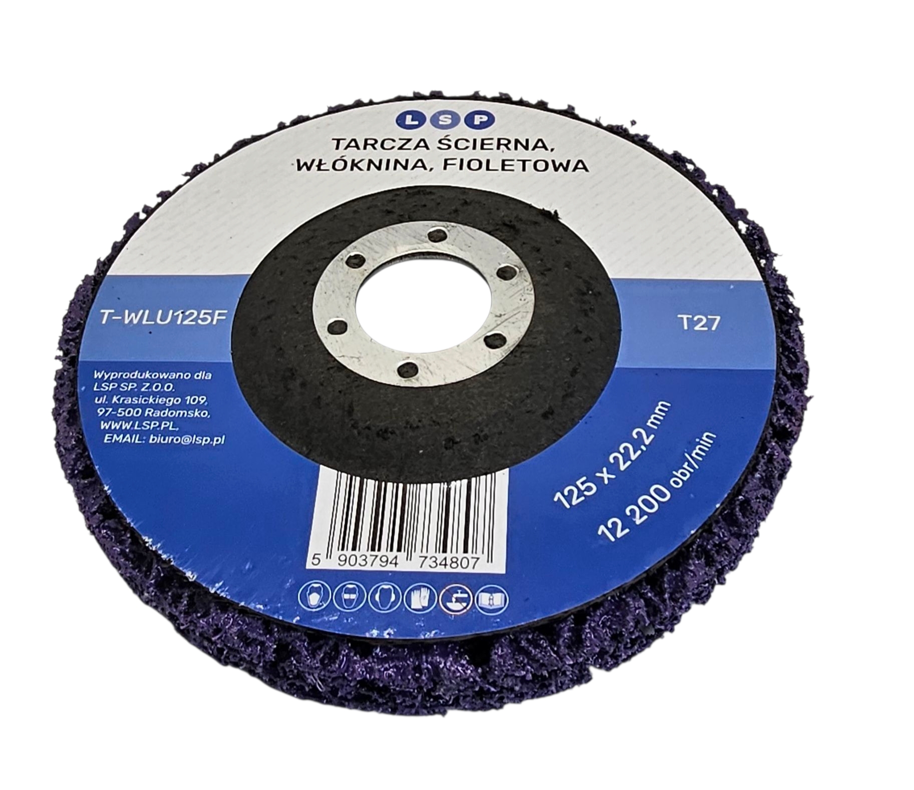 TARCZA ŚCIERNA WŁOSY MURZYNA DO USUWANIA RDZY FARBY INOX METALU WŁÓKNINA 125 MM