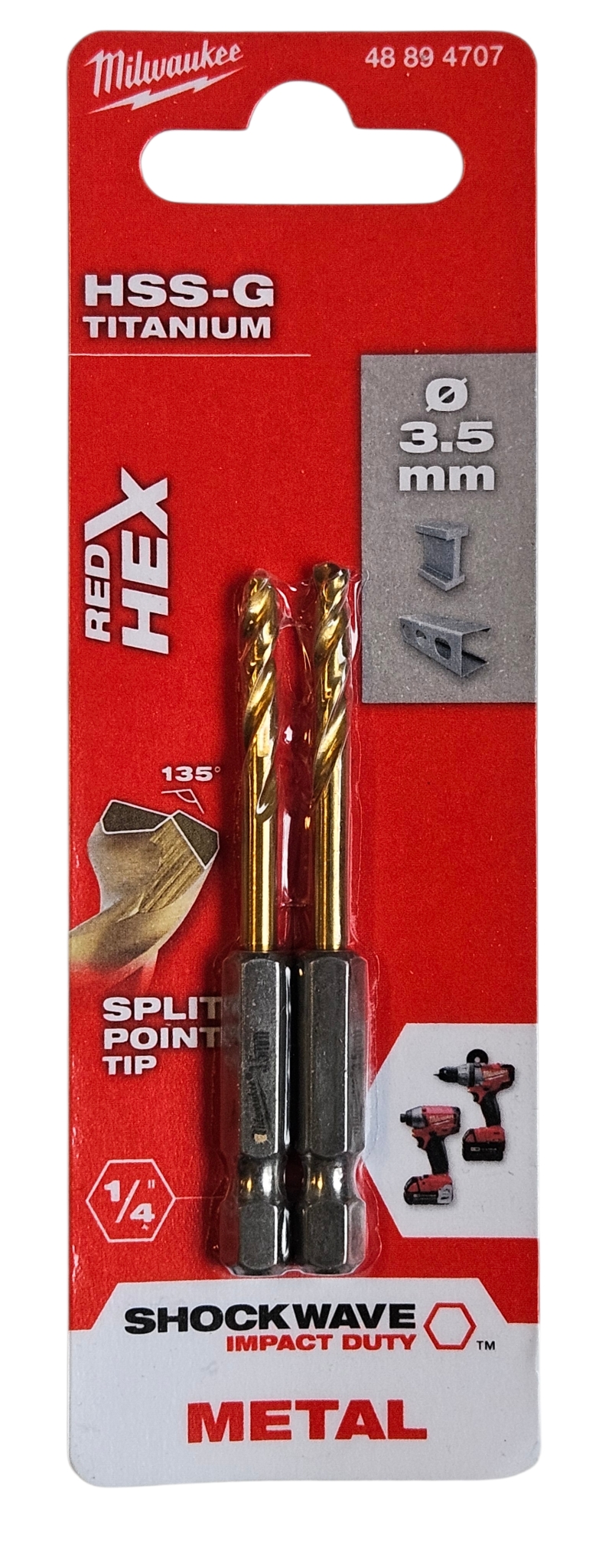 Milwaukee Wiertło HSS-G Titanium 3,5 mm 1/4″