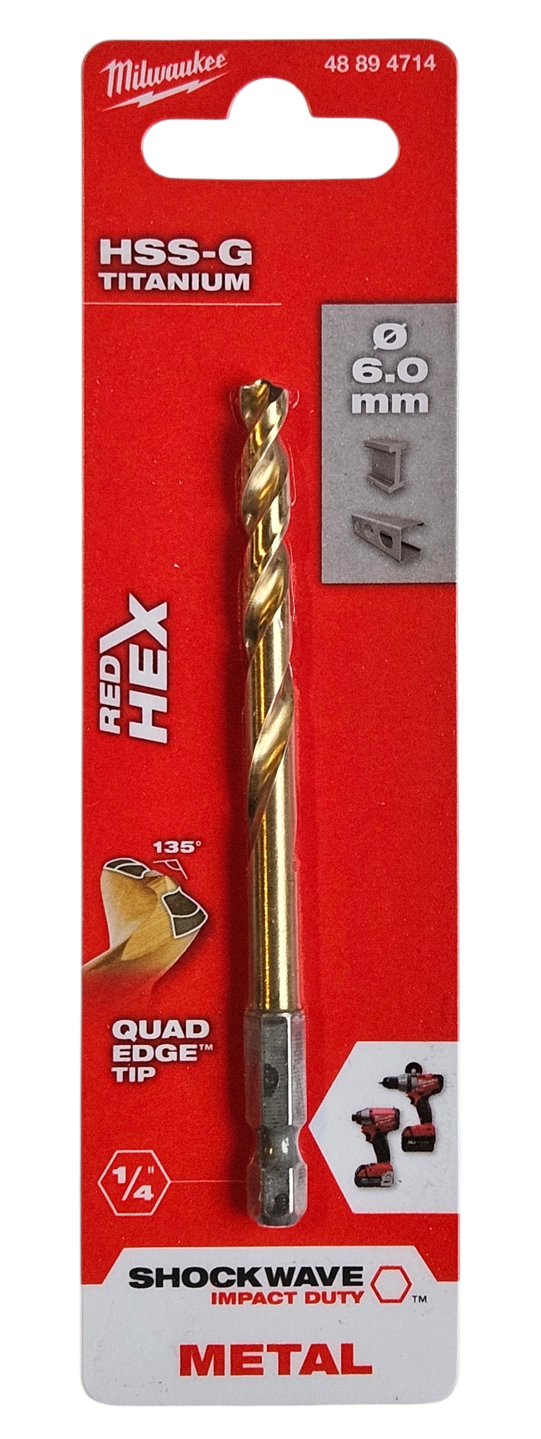 Milwaukee Wiertło HSS-G Titanium 6 mm 1/4″