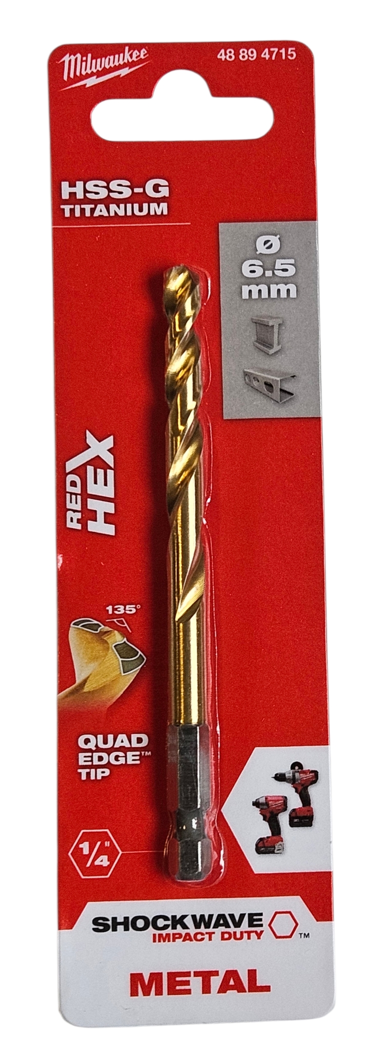 Milwaukee Wiertło HSS-G Titanium 6,5 mm 1/4″