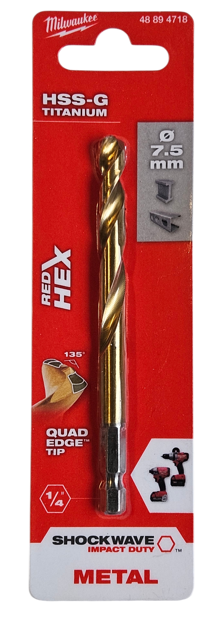 Milwaukee Wiertło HSS-G Titanium 7,5 mm 1/4″