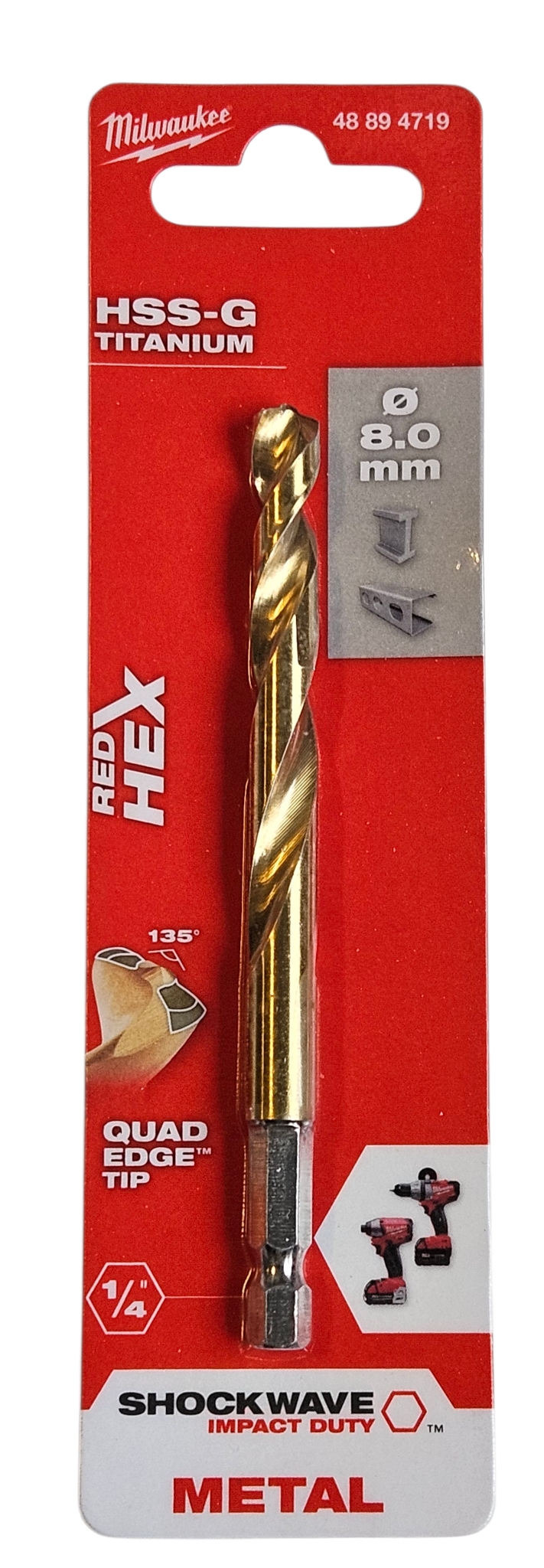 Milwaukee Wiertło HSS-G Titanium 8 mm 1/4″