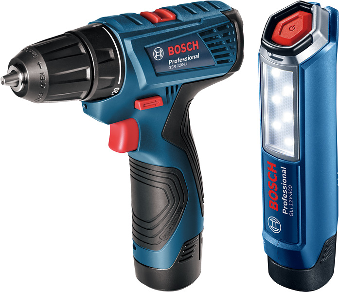 Zestaw Bosch Professional GSR 120-LI + GLI 12V-300
